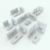 Variations of the traditional Revit kitchen showing different configurations and sizes.