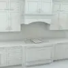 Close-up of the kitchen range Revit model showcasing cabinets and highlighting design details.
