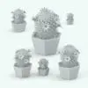 Powder Puff Cactus Revit family showcasing its parametric size variations
