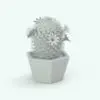 Powder Puff Cactus in ambient occlusion (AO) rendering, emphasizing shape and detail without textures.