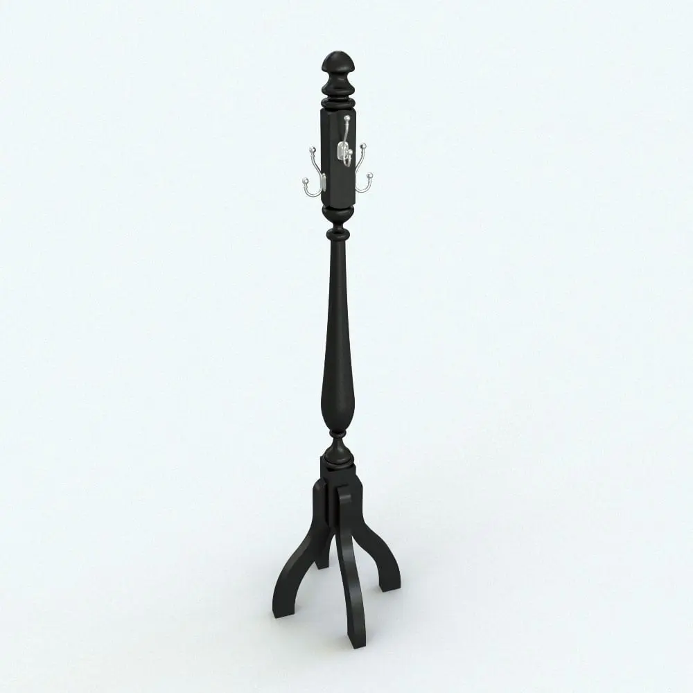Revit Family / 3D Model - Antique Coat Rack Rendered in Revit Antique Revit Coat Rack Family rendered with a dark wood color.