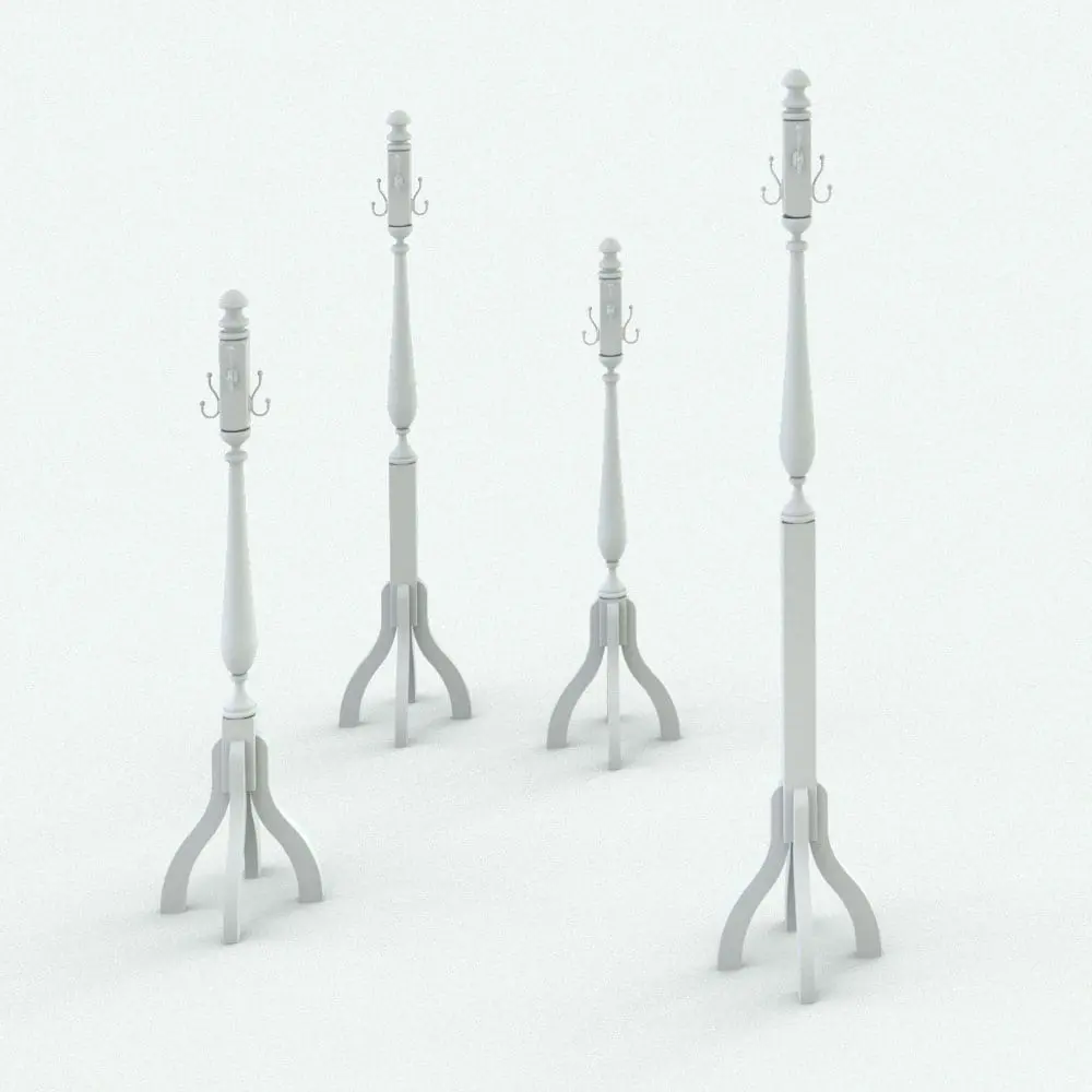Revit Family / 3D Model - Antique Coat Rack Variations Antique Revit Coat Rack Family in different parametric sizes to showcase its flexibility.