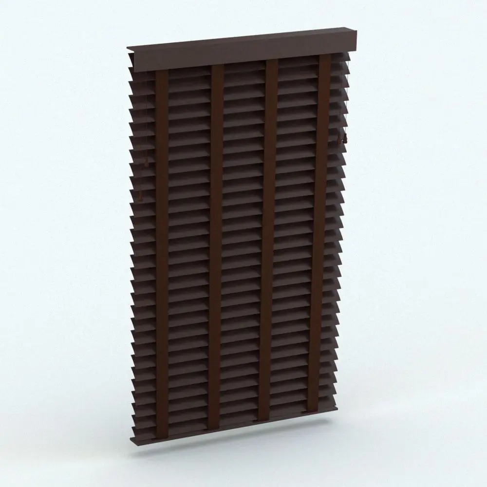 Revit Family / 3D Model - Blinds Rendered in Revit Window Blinds Decoration Revit Family rendered in dark chocolate colored wood.