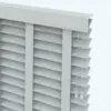 Window Blinds Decoration Revit Family corner detail rendered in ambient occlusion mode. You can see here the parametric strings that are also included in this Revit family.