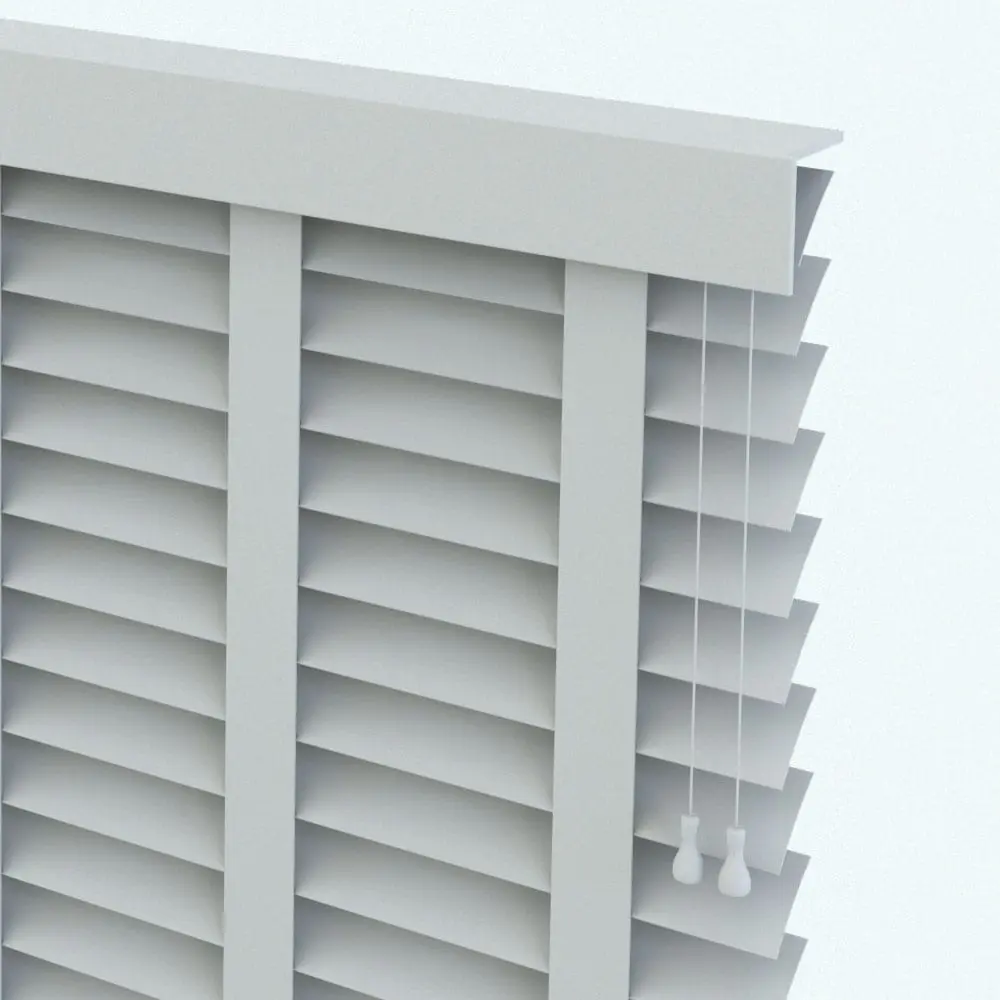 Revit Family / 3D Model - Blinds Detail Window Blinds Decoration Revit Family corner detail rendered in ambient occlusion mode. You can see here the parametric strings that are also included in this Revit family.
