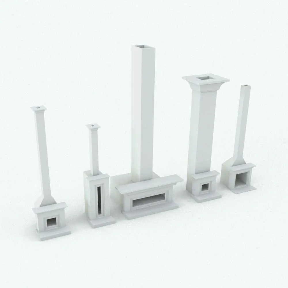 Revit Family / 3D Model - Classic Fireplace Variations Classic Revit Fireplace Family size variations to showcase its parametric nature.