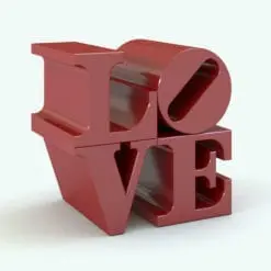 LOVE Font Revit Sculpture Family rendered in Revit.