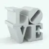 LOVE Font Revit Sculpture Family rendered in ambient occlusion mode.