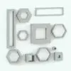 Hexagonal/Rectangular Shelving Revit Family size and shape variations rendered in AO.