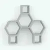 Combination of hexagonal and rectangular shelf units rendered in AO.