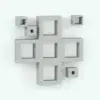 Revit shelves in a rectangular configuration and rendered in AO mode.