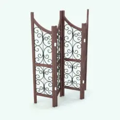 Ironwork Folding Partition Revit Family rendered in full color and showcasing the intricate ironwork pattern.