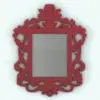 Baroque wall decoration Revit family frame rendered in bright red. This main area of the frame can either be mirror or a painting depending on the material you select.