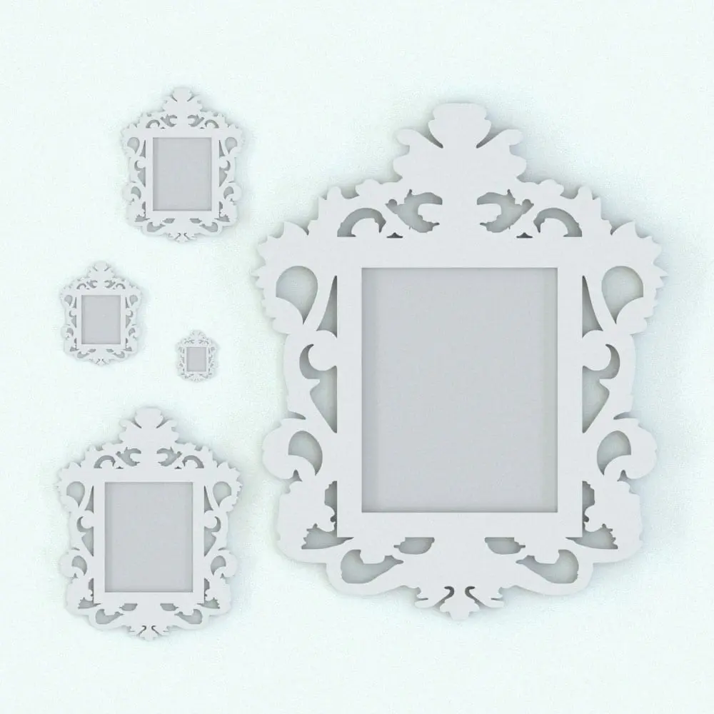 Revit Family / 3D Model - Wall Modern Baroque Frame Variations Baroque wall decoration Revit family frame in different sizes to showcase its parametric behavior.