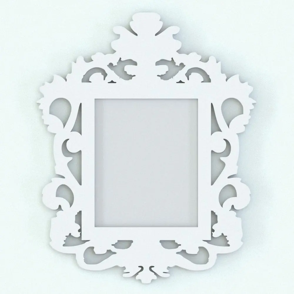 Revit Family / 3D Model - Wall Modern Baroque Frame Perspective Baroque wall decoration Revit family frame rendered in ambient occlusion style.