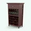 Standing Wine Rack Revit Family With Drawer rendered in cherry wood color. This Revit family includes wine glasses and wine bottles separately so you can place them in any arrangement you want.