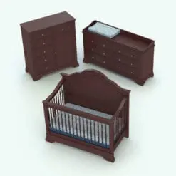 Antique Nursery Revit Furniture Set rendered in color. These Revit families are all fully parametric to adjust to your project needs.