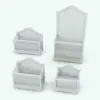 Antique cradle Revit family in different size variations.