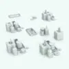 Elegant Bathroom Accessories Revit Family in different configurations and rendered in AO style.