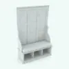 Bench With Back Coat Rack Revit Furniture Family rendered in ambient occlusion mode.