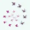 Arrangement of the 3D model of a butterfly in a spiral shape.