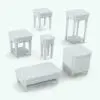 Coffee table Revit family in different size variations to showcase its parametric nature.