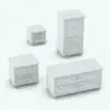 Night stand Revit family in different parametric sizes to show its flexibility. Rendered in ambient occlusion mode.