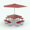 This Revit garden furniture family is the perfect addition to your outdoor designs. Featuring accessible design, an umbrella and 4 bench-style seats, this fully parametric Revit picnic table will transform your renders for good!