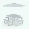 Four Sided Revit Picnic Table Family in ambient occlusion mode.