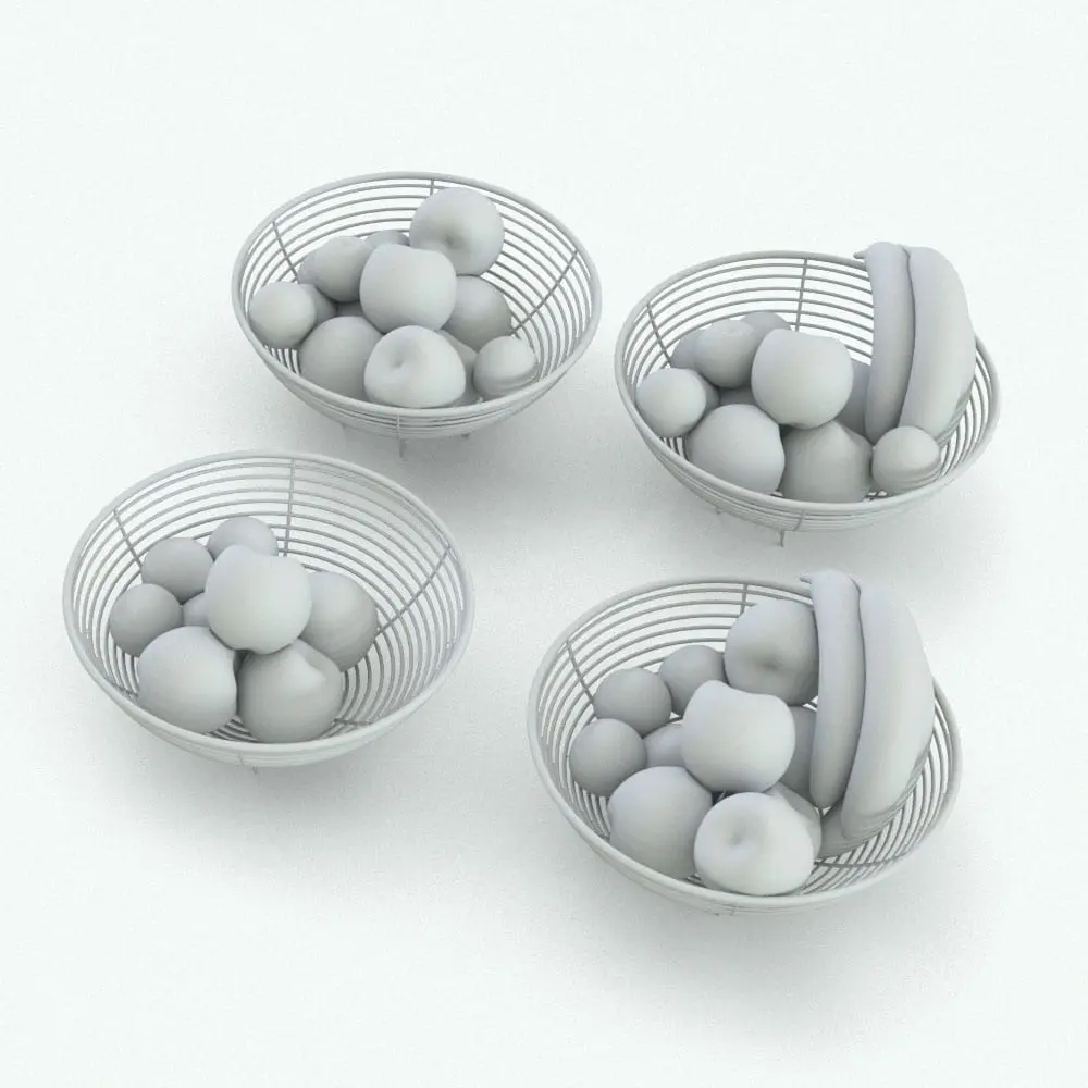 Revit Family / 3D Model - Fruit Holder Variations Fruit Holder Decoration Revit Family shown in different arrangements to showcase its parametric behavior. This Revit decor family is fully parametric and it includes realistic textures.