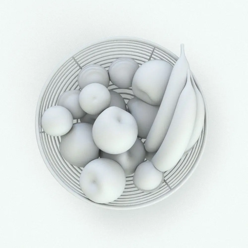 Revit Family / 3D Model - Fruit Holder Top View Fruit Holder Decoration Revit Family in top view and rendered in ambient occlusion mode.