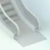 Glass Balustrade Escalator Revit Family detail of the bottom part rendered in AO.