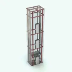 Glass Box Revit Elevator Family rendered in color. This family is fully parametric and ideal for malls, vertical residential buildings, commercial spaces, etc.