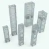 Glass Box Revit Elevator Family size variations to showcase its parametric flexibility.