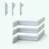 Customizable Revit Wall Sweep Families - Chair Rails Pack 1 in cross-section and 3D both rendered in ambient occlusion mode.