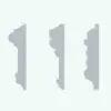 Customizable Revit Wall Sweep Families - Chair Rails Pack 1 in cross-section view and rendered in a solid color to see them better.