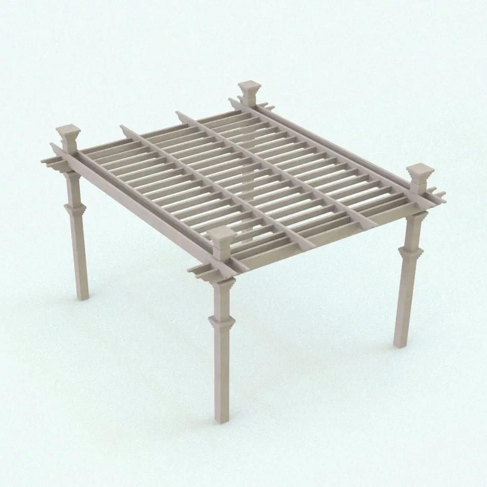 Revit Family / 3D Model - Pergola 2 Rendered in Revit Classic Pergola Revit Family rendered with a light colored wood. This outdoor furniture Revit family will elevate your exterior design projects immediately.