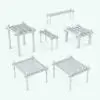 Classic Pergola Revit Family size variations to showcase the parametric nature of this Revit family.