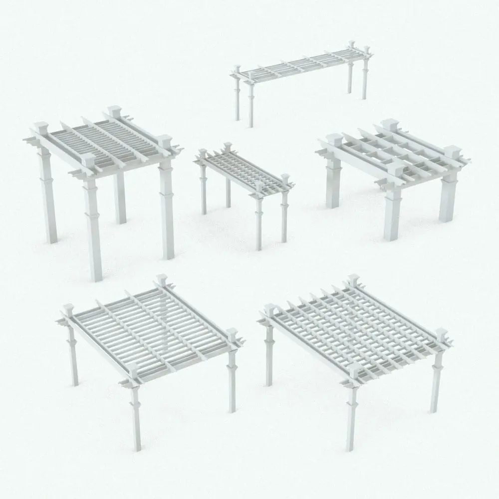 Revit Family / 3D Model - Pergola 2 Variations Classic Pergola Revit Family size variations to showcase the parametric nature of this Revit family.