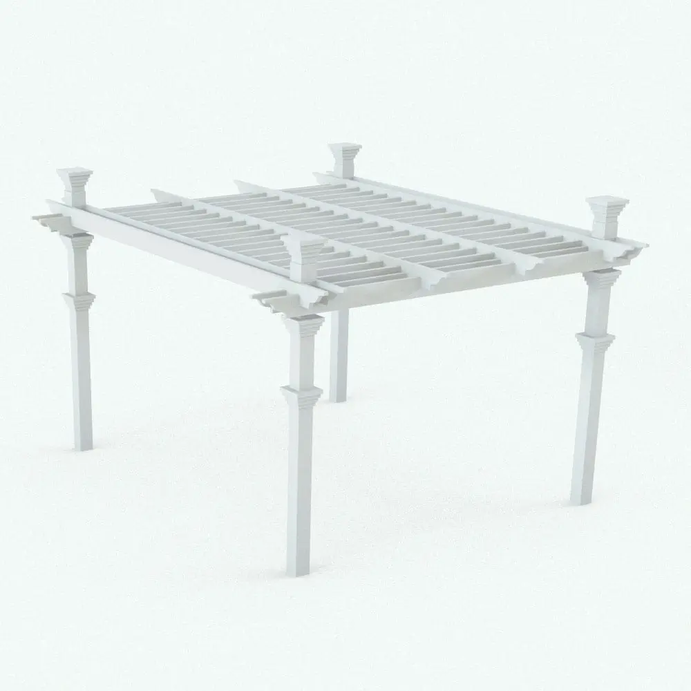 Revit Family / 3D Model - Pergola 2 Perspective Classic Pergola Revit Family rendered in AO.