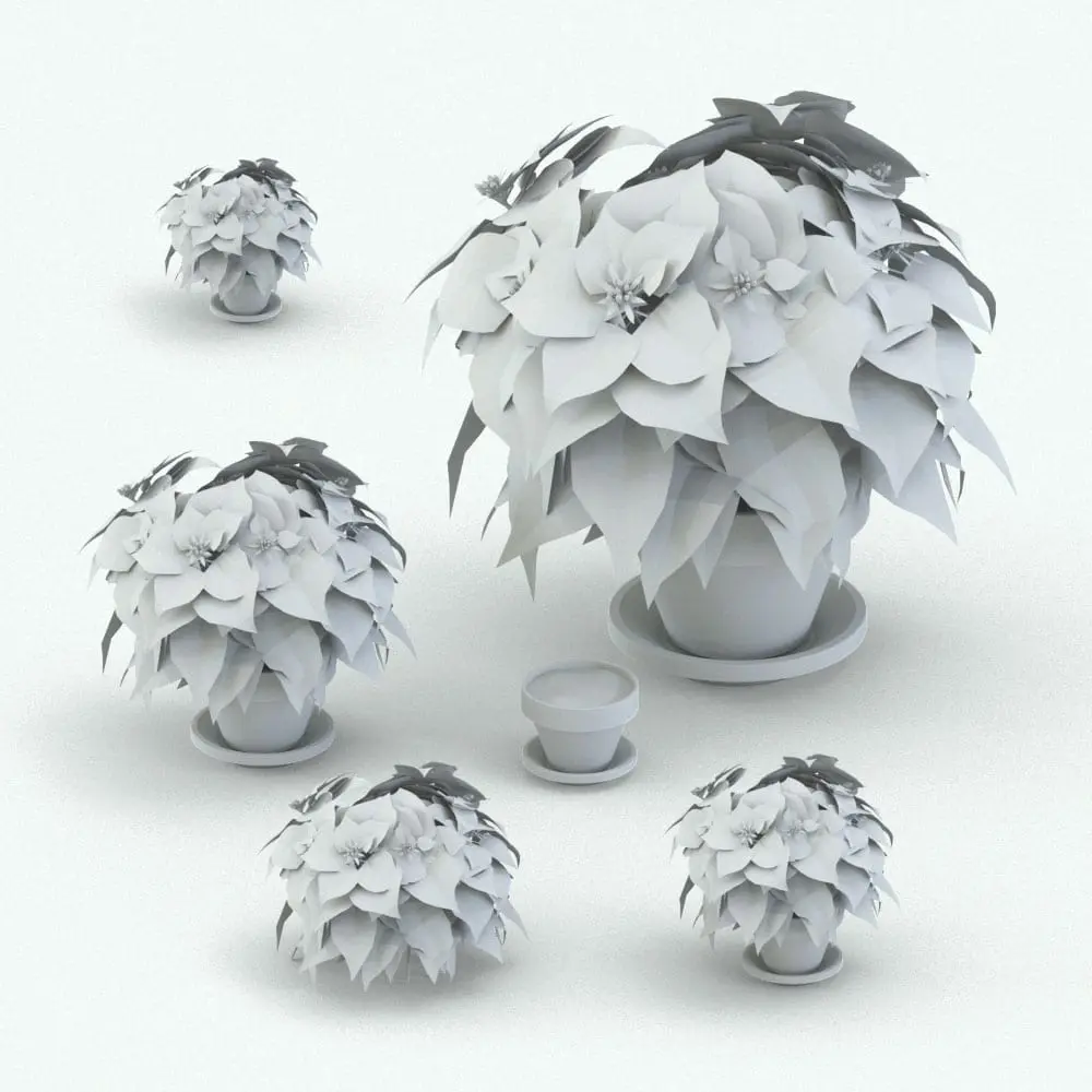 Revit Family / 3D Model - Poinsettia Variations Poinsettia Revit Plant Family in different parametric sizes to showcase its parametric nature.
