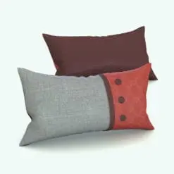Rectangular Cushion Revit Family With Buttons rendered in gray and shades of red. This family is fully parametric and easy to use. Ideal for interior design projects, this decoration Revit family will elevate your projects.