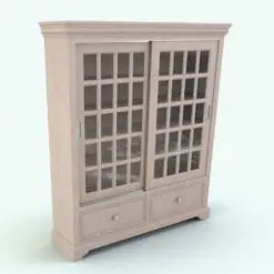 Sliding Doors Revit Bookshelf Family rendered in a light colored wood finish. This Revit furniture piece is ideal for libraries, office spaces or commercial designs.