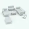 Top Boards Outdoor Furniture Revit Families Set rendered in ambient occlusion.