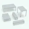 Coffee table Revit family in different size variations to showcase the parametric flexibility.