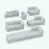 Chaise lounge Revit family in different sizes. Fully parametric and easy to use.