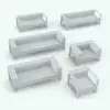 Sofa Revit family in different sizes to showcase the family's parametric behavior.