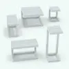 Side table Revit family in different parametric sizes.