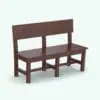 Traditional Revit Bench Family rendered in a dark colored wood. This Revit family/BIM object is fully parametric and it doubles as a chair/bench family.