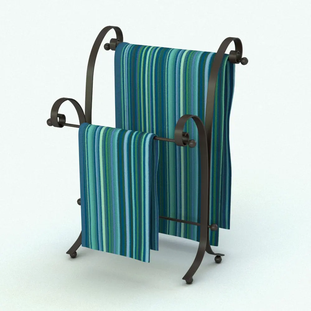 Revit Family / 3D Model - Hand Towel Holder Dual Curves Rendered in Revit Dual Towel Holder Bathroom Accessories Revit Family rendered in full color.